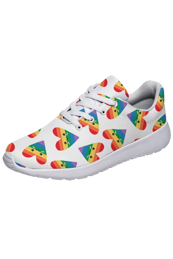 Rainbow Shoes, Unisex Fashion LGBT Sneakers for Men Women White Size 11.5