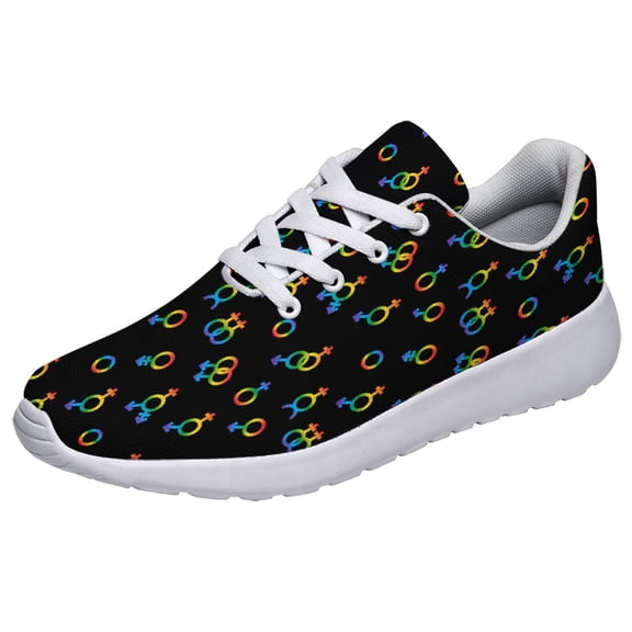 Rainbow Shoes, Unisex Fashion LGBT Sneakers for Men Women White Size 3.5