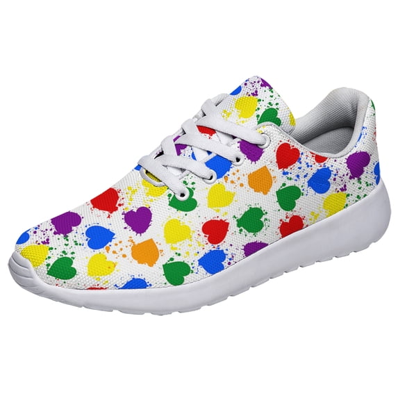 Rainbow Shoes, Unisex Fashion LGBT Sneakers for Men Women White Size 3.5