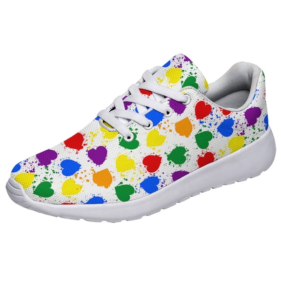 Rainbow Shoes, Unisex Fashion LGBT Sneakers for Men Women White Size 3.5