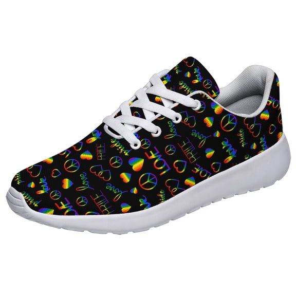 Rainbow Shoes, Unisex Fashion LGBT Sneakers for Men Women White Size 3.5