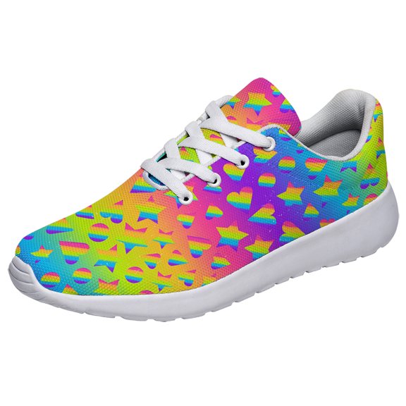 Rainbow Shoes, Unisex Fashion LGBT Sneakers for Men Women White Size 4.5