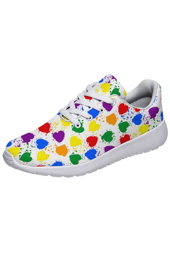 Rainbow Shoes, Unisex Fashion LGBT Sneakers for Men Women White Size 4