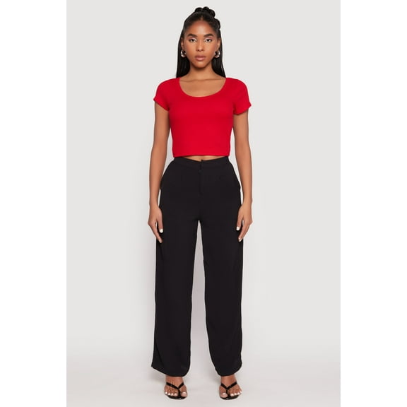 Womens Airy Crepe Knit Wide Leg Dress Pants