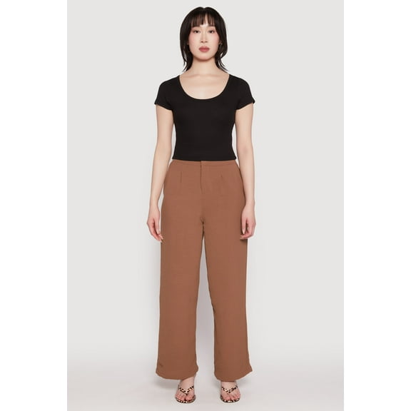 Womens Airy Crepe Knit Wide Leg Dress Pants