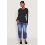 Womens Basic Crew Neck Long Sleeve Tee