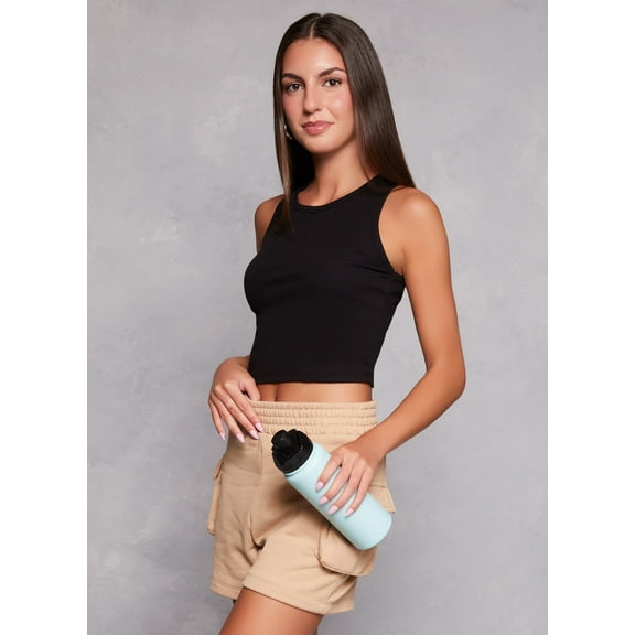 Womens Basic Cropped Racerback Tank Top