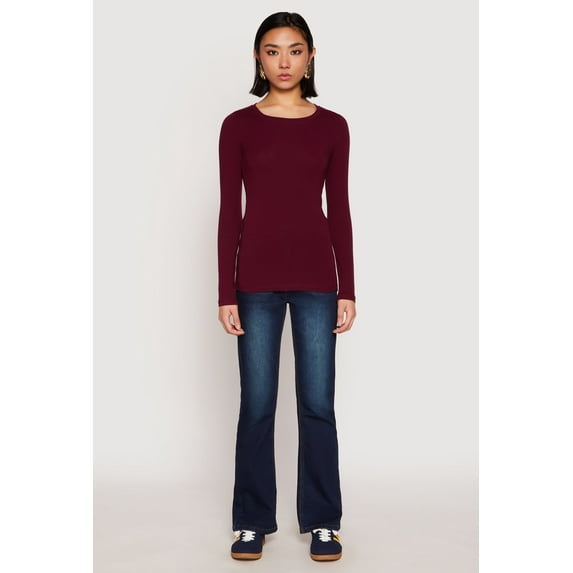 Women's Basic Crew Neck Long Sleeve Tee