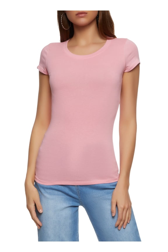 Female Adult Basic Scoop Neck Tee Ambiance, Short Sleeves, Scoop Neck, T-Shirt, Solid