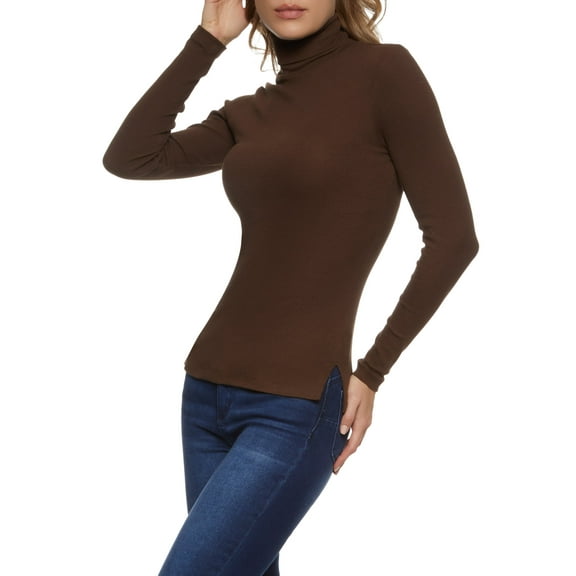 Womens Basic Turtleneck Long Sleeve Top