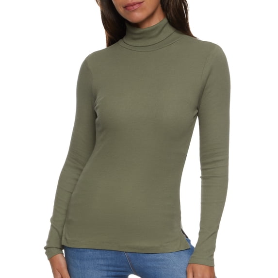 Womens Basic Turtleneck Long Sleeve Top