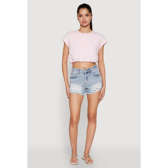 Womens Bubble Hem Cropped Tee