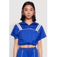 thumbnail image 1 of Womens Contrast Piping Varsity Stripe Detail Crop Top, 1 of 5
