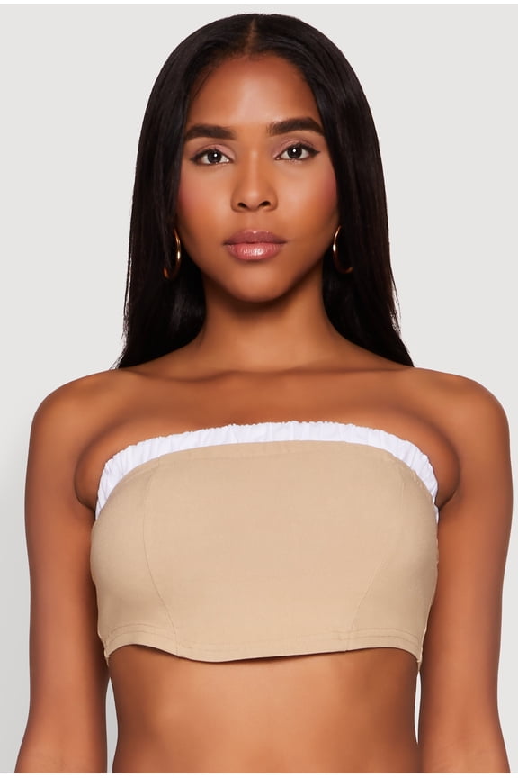 Womens Contrast Trim Zip Back Crop Top