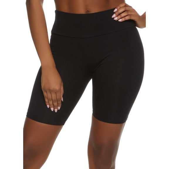 Womens Cotton Wide Waistband Biker Shorts
