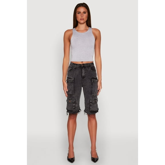 Womens Crew Neck Cropped Tank Top