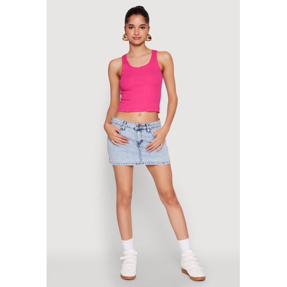 Womens Crochet Trim Rib Knit Tank Top