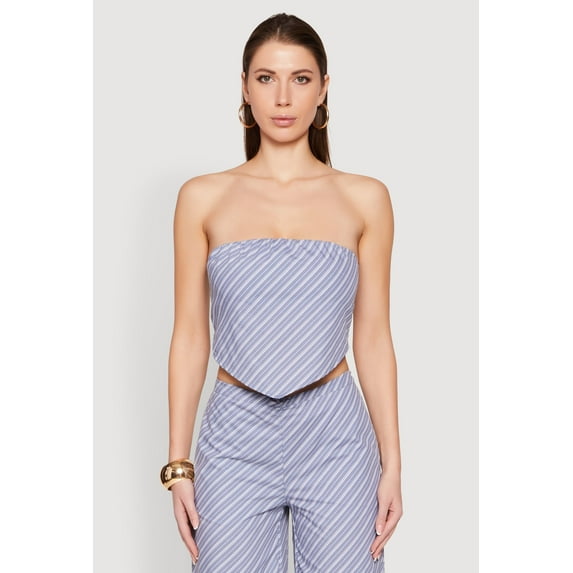 Womens Cropped Pinstripe Tube Top
