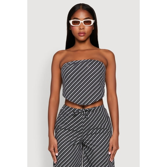 Womens Cropped Pinstripe Tube Top
