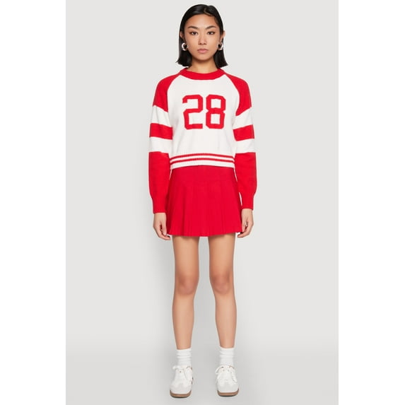Womens Daisy 28 Varsity Stripe Graphic Sweater