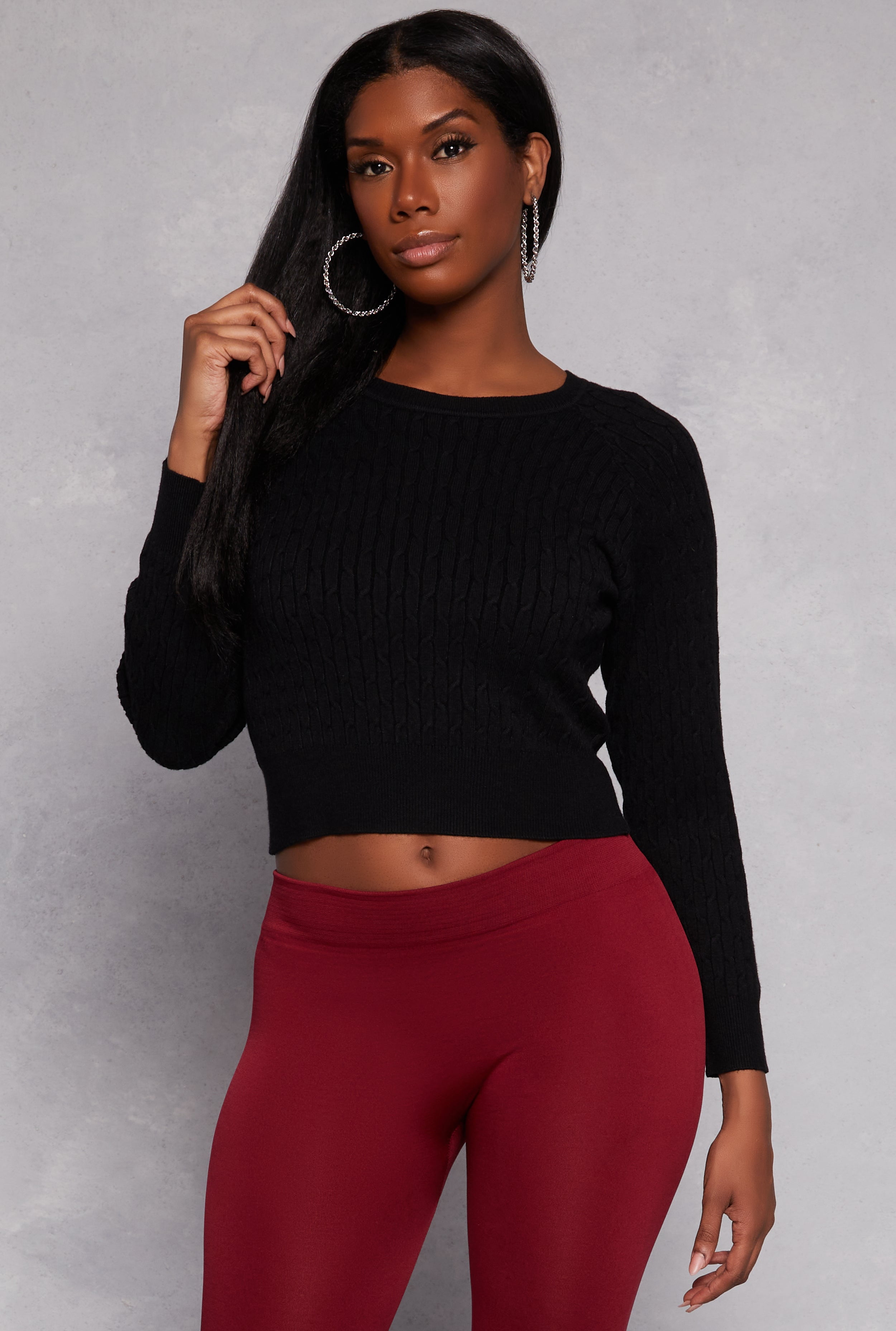Cable-Knit Cropped Sweater