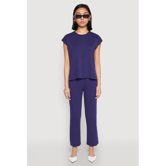 Womens Daisy Knitted Pintuck Pants