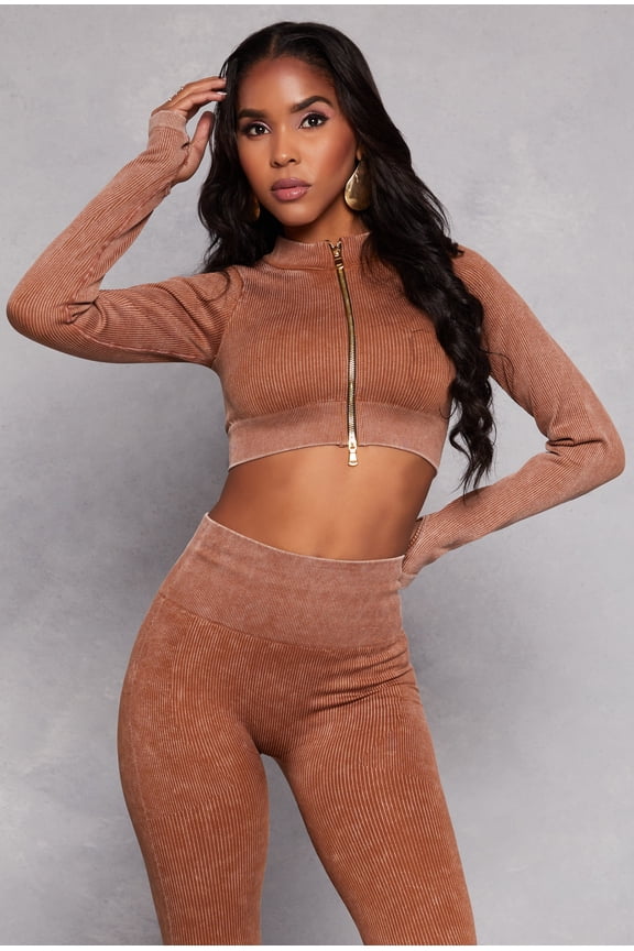 Women's Daisy Ribbed Knit Cropped Track Jacket
