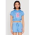 thumbnail image 1 of Women's French Terry Bear Graphic Cropped Hoodie, 1 of 5