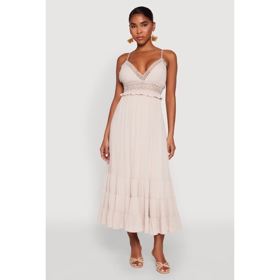 Womens Iris Crochet Detail Empire Waist Midi Dress