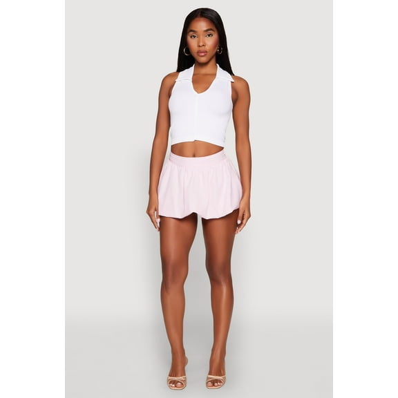 Womens Linen Mini Bubble Skirt