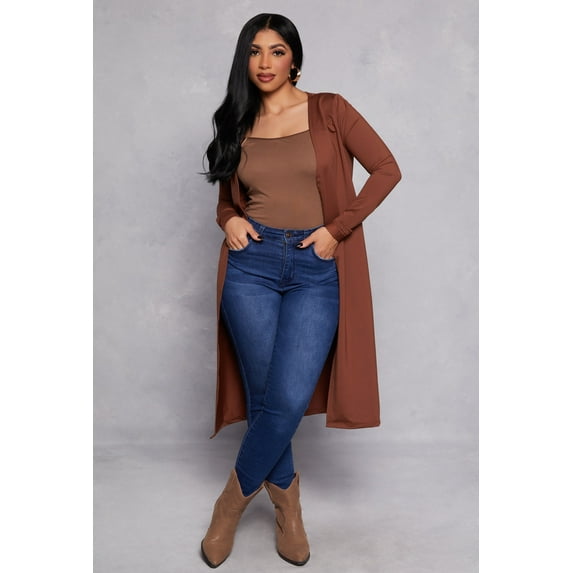 Womens Long Sleeve Open Front Duster