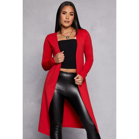 Womens Long Sleeve Open Front Duster