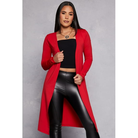 Womens Long Sleeve Open Front Duster