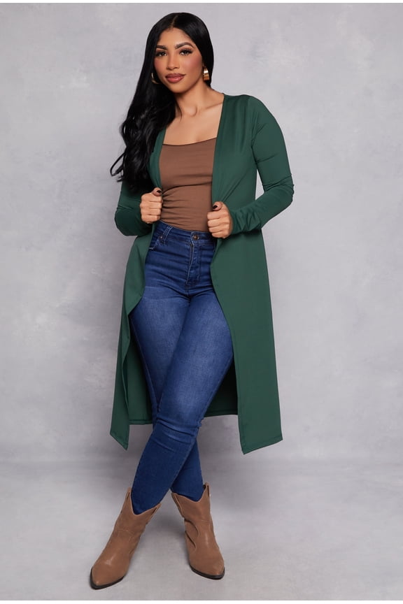 Womens Long Sleeve Open Front Duster