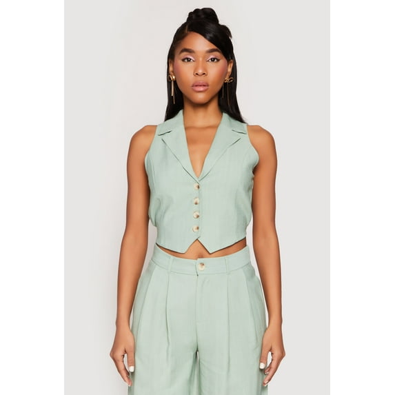 Womens Pinstripe Tie Back Blazer Vest