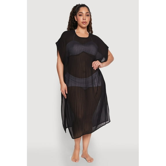 Womens Plisse Swim Cover Up