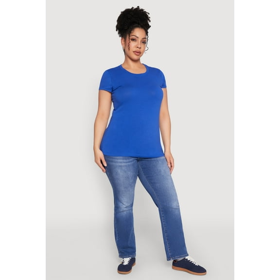 Womens Plus Size Basic Crew Neck Tee