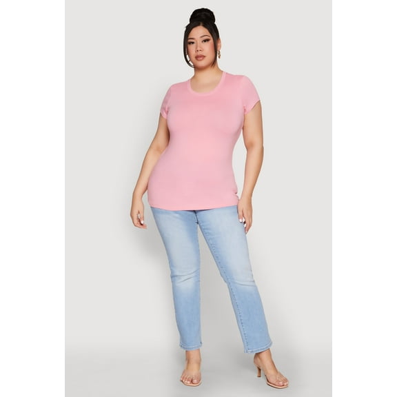 Womens Plus Size Basic Crew Neck Tee