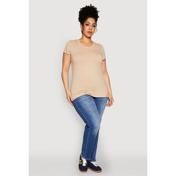 Womens Plus Size Basic Crew Neck Tee