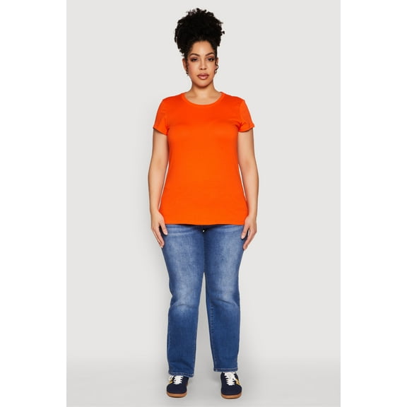 Womens Plus Size Basic Crew Neck Tee