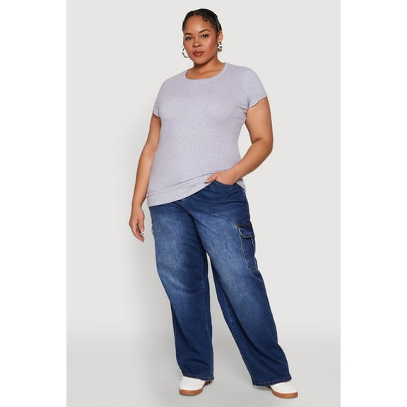 Womens Plus Size Basic Crew Neck Tee