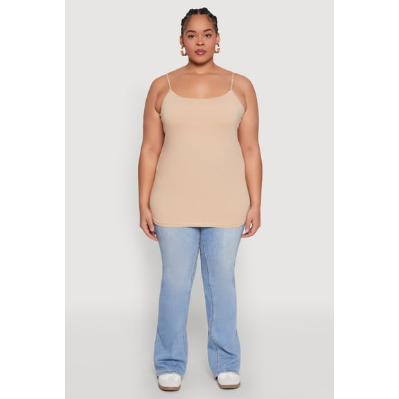 Womens Plus Size Basic Shelf Bra Cami