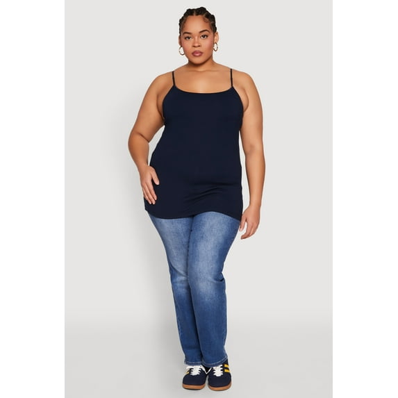 Womens Plus Size Basic Shelf Bra Cami
