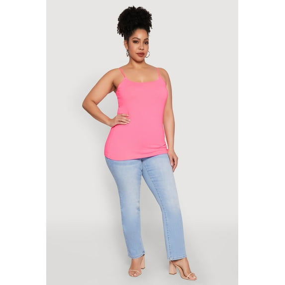 Womens Plus Size Basic Shelf Bra Cami