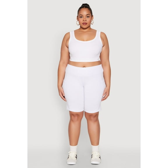 Womens Plus Size Cell Phone Pocket Biker Shorts