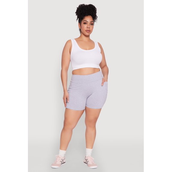 Womens Plus Size Cell Phone Pocket Shorts