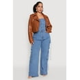 thumbnail image 1 of Womens Plus Size Daisy Faux Leather Cropped Moto Jacket, 1 of 5