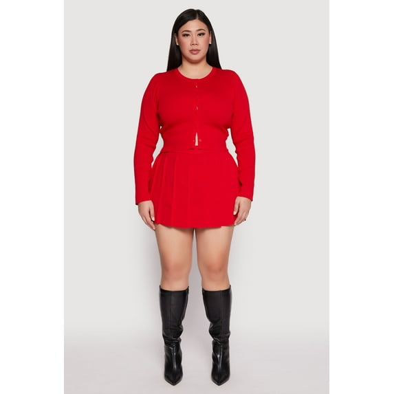 Womens Plus Size Daisy High Waisted Pleated Skort