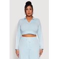 thumbnail image 1 of Women's Plus Size Daisy Mineral Wash Varsity Stripe Crop Top, 1 of 5