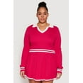 thumbnail image 1 of Womens Plus Size Daisy Varsity Stripe Detail Cropped Sweater, 1 of 4